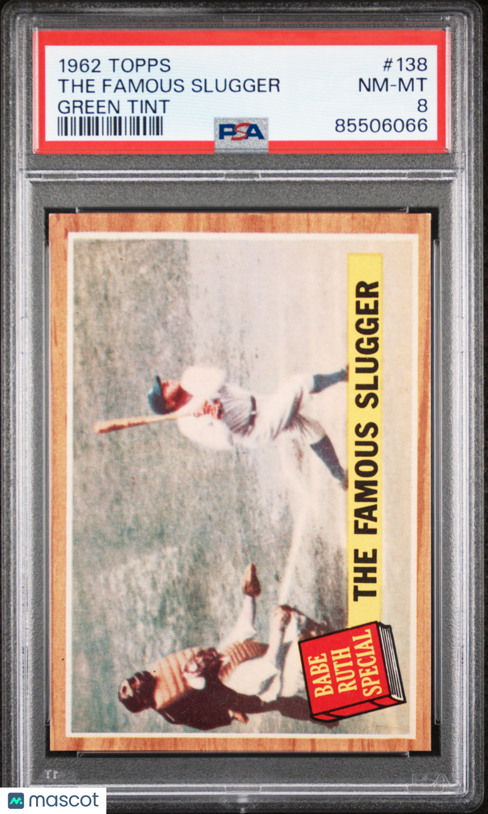 1962 Topps The Famous Slugger #138 Green Tint PSA 8