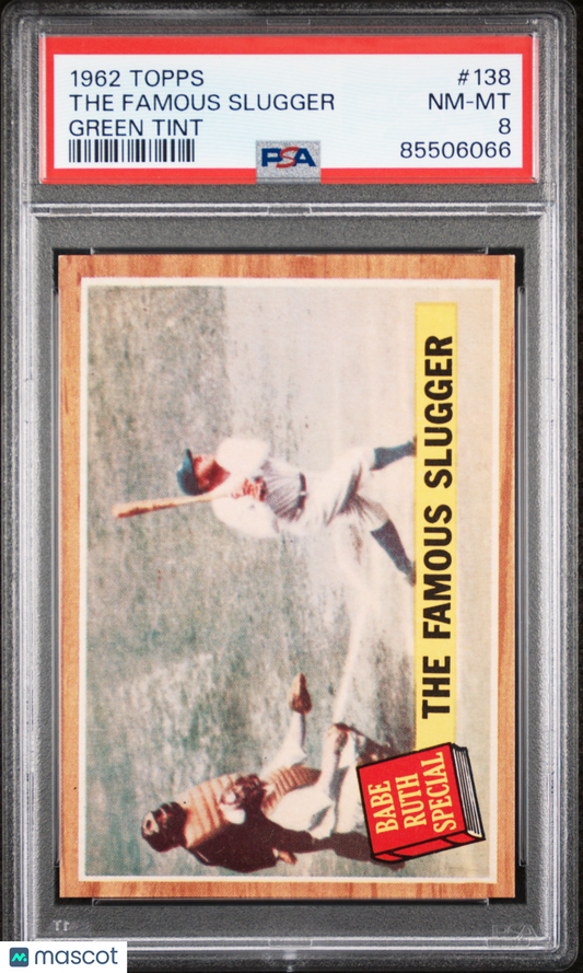 1962 Topps The Famous Slugger #138 Green Tint PSA 8