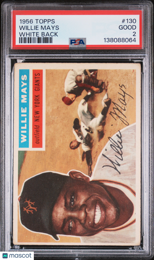 1956 Topps Willie Mays #130 White Back PSA 2