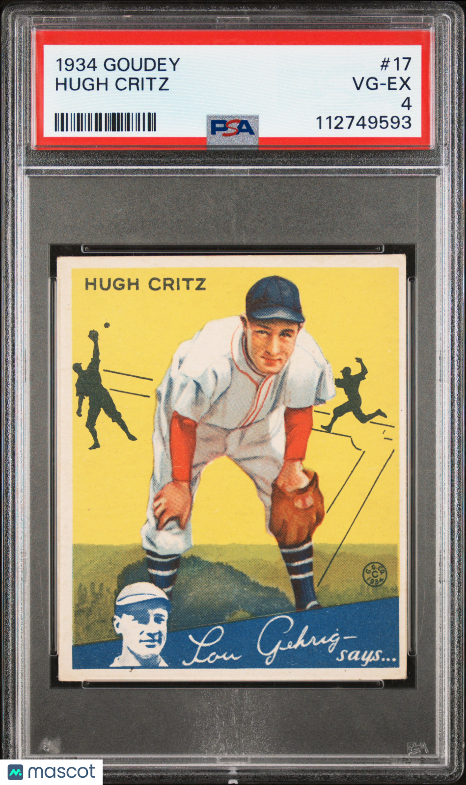 1934 Goudey Hugh Critz #17 PSA 4