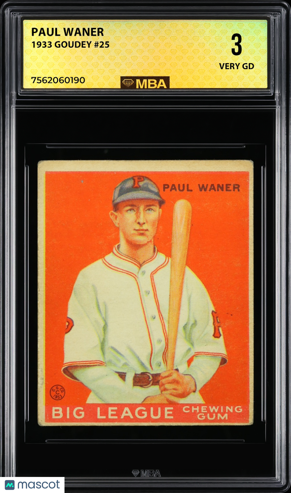 1933 Goudey Paul Waner #25 MBA 3
