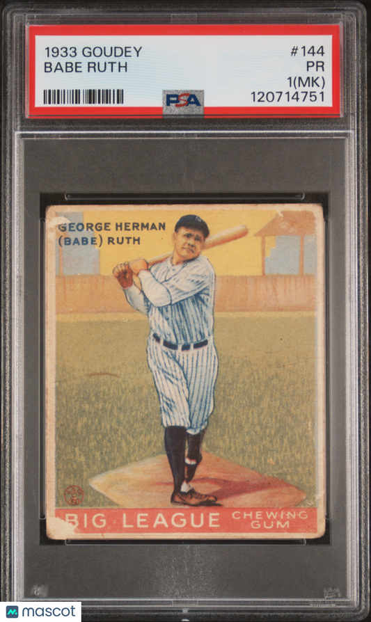 1933 Goudey Babe Ruth #144 PSA 1 MK
