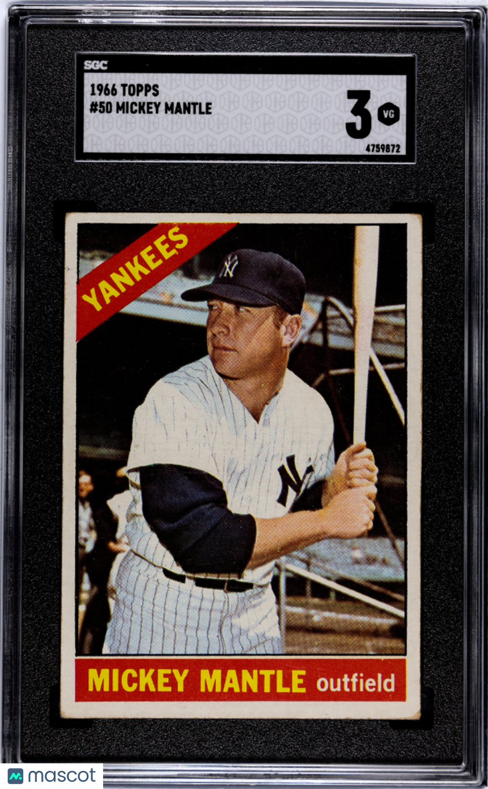 1966 Topps Mickey Mantle #50 SGC 3