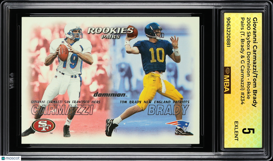 2000 Skybox Dominion Giovanni Carmazzi/Tom Brady #234 Rookie Pairs MBA 5 RC