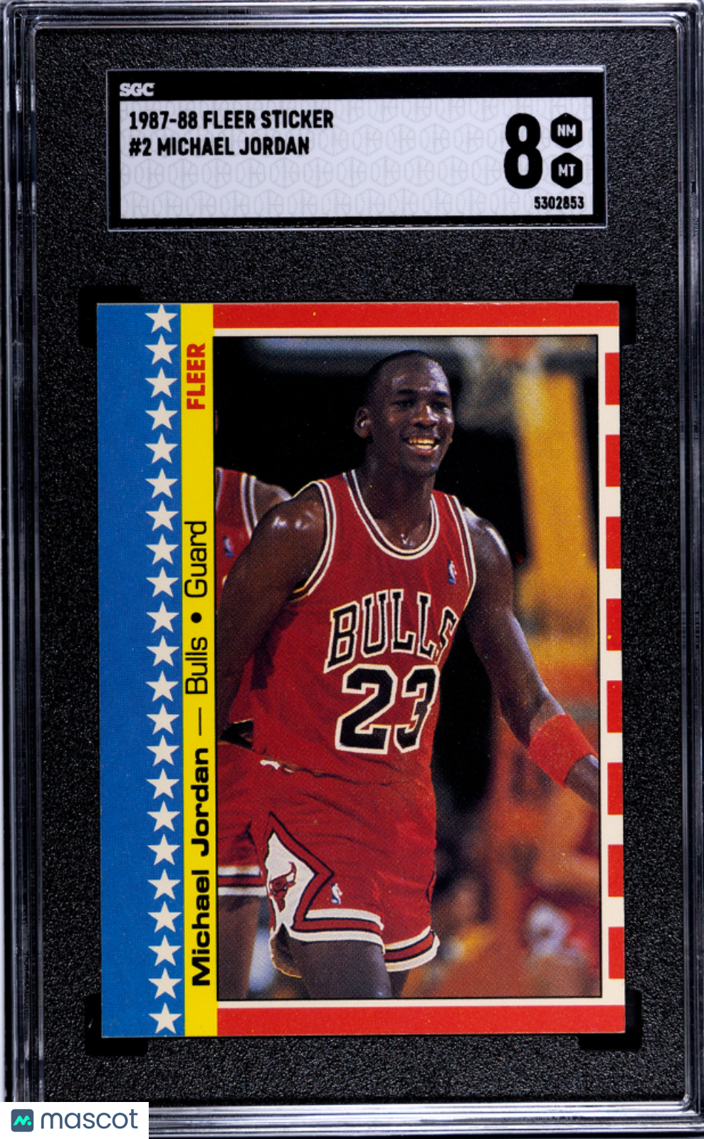 1987 Fleer Sticker Michael Jordan #2 SGC 8