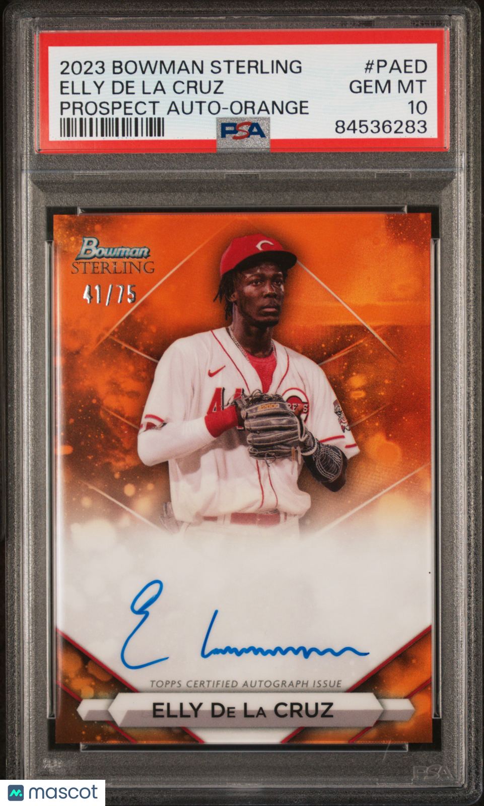 2023 Bowman Sterling Prospect Autographs Elly De La Cruz #PAED Orange PSA 10 /75