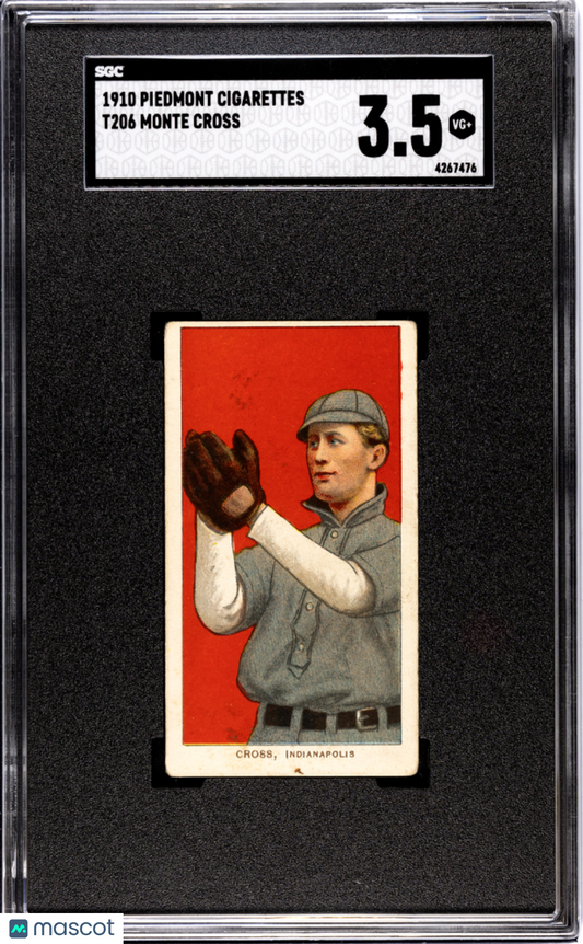 1910 Piedmont Cigarettes (T206) Monte Cross SGC 3.5
