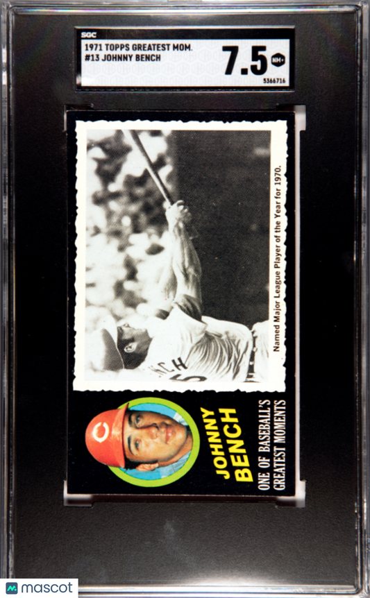 1971 Topps Greatest Mom. Johnny Bench #13 SGC 7.5