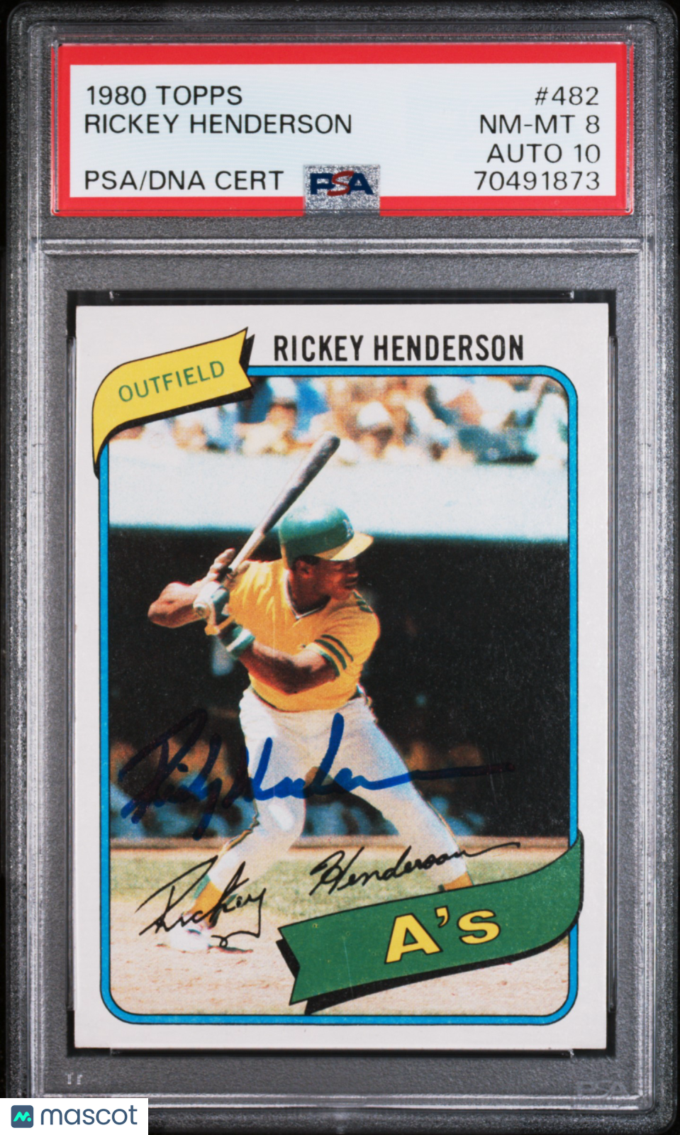 1980 Topps Rickey Henderson #482 PSA 8 Auto 10