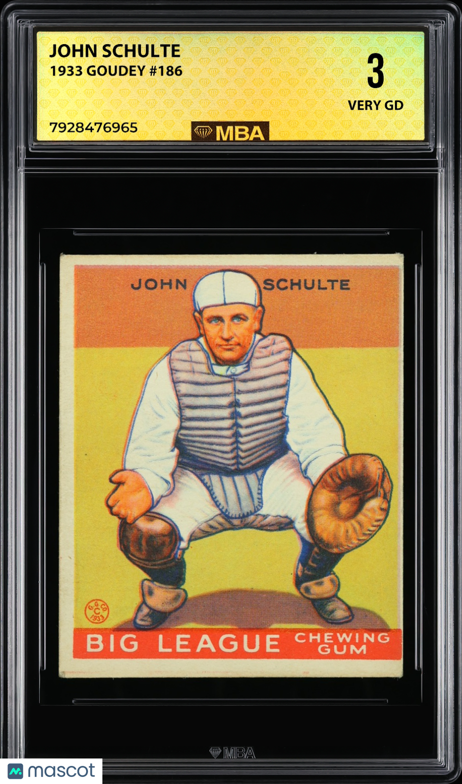 1933 Goudey John Schulte #186 MBA 3