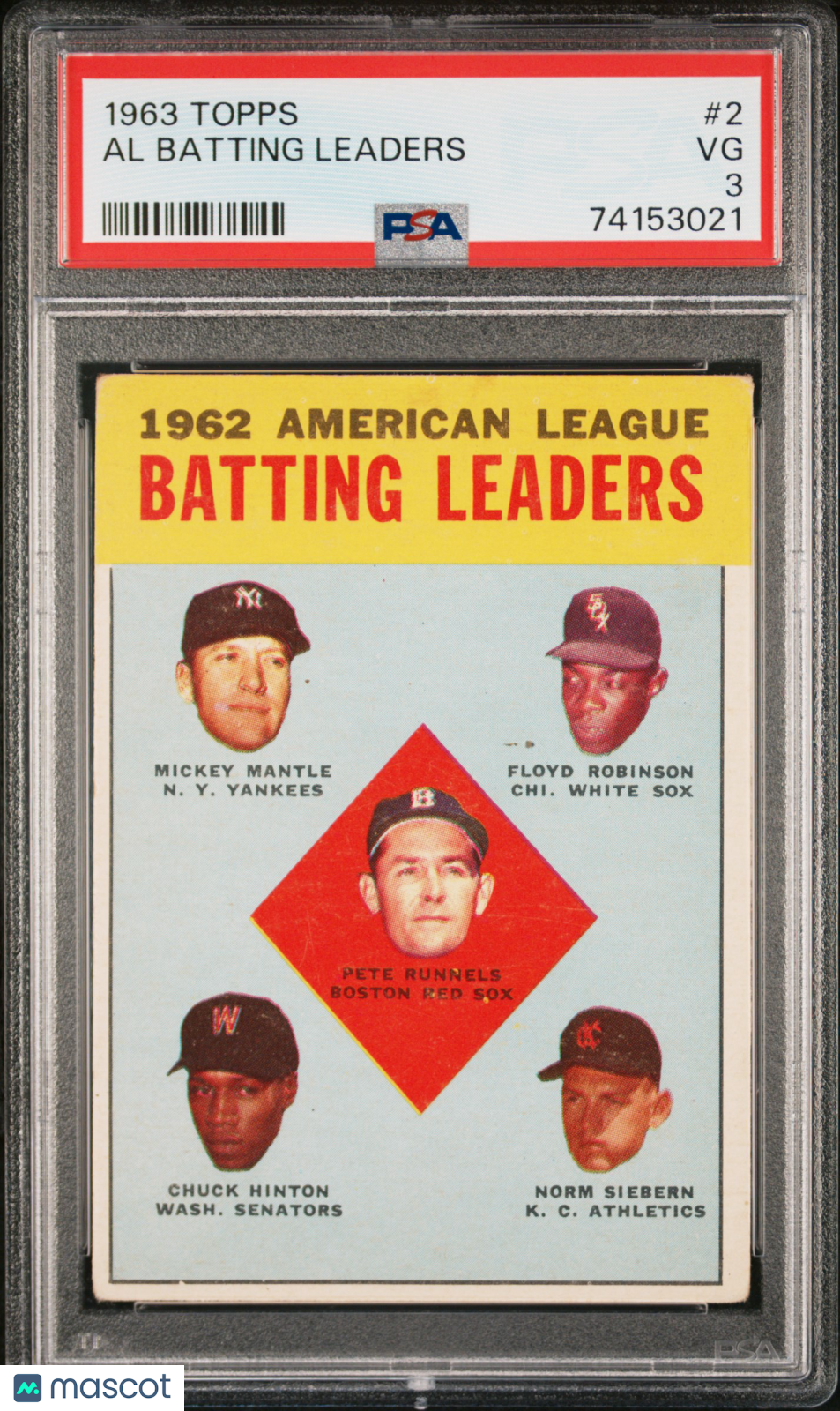 1963 Topps Al Batting Leaders #2 PSA 3