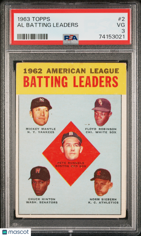 1963 Topps Al Batting Leaders #2 PSA 3