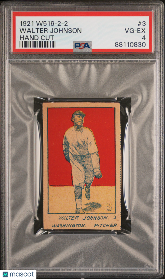 1921 W516-2-2 Walter Johnson #3 PSA 4