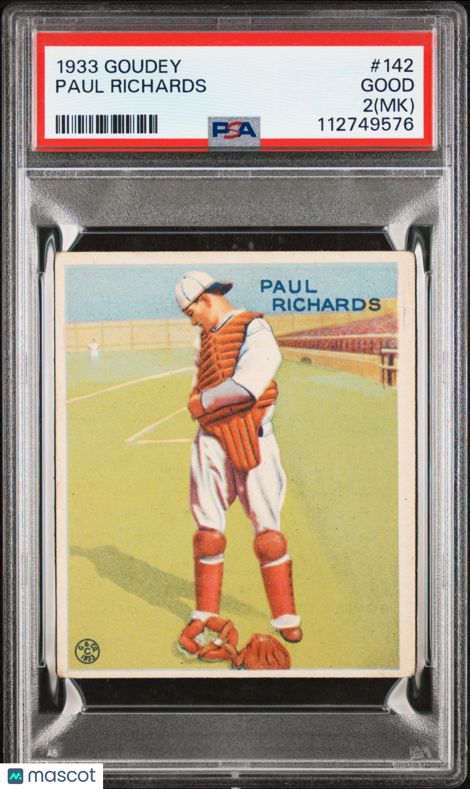 1933 Goudey Paul Richards #142 PSA 2 MK