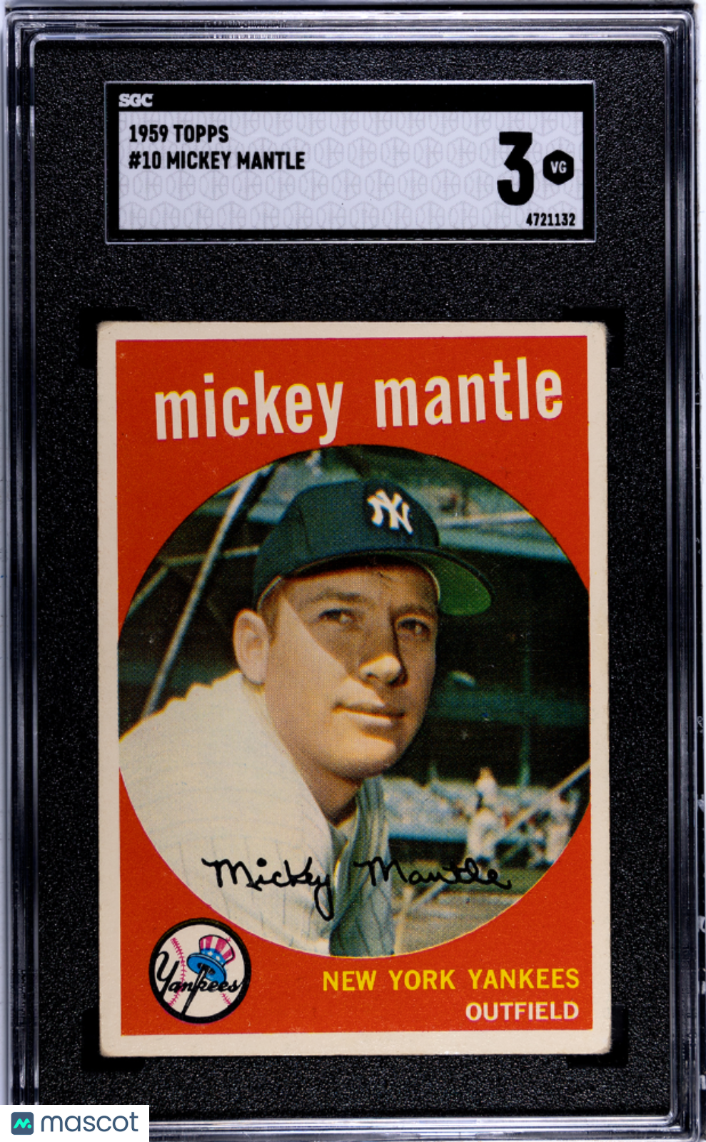 1959 Topps Mickey Mantle #10 SGC 3