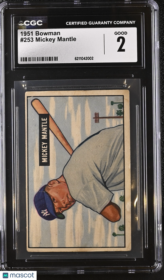 1951 Bowman Mickey Mantle #253 CGC 2