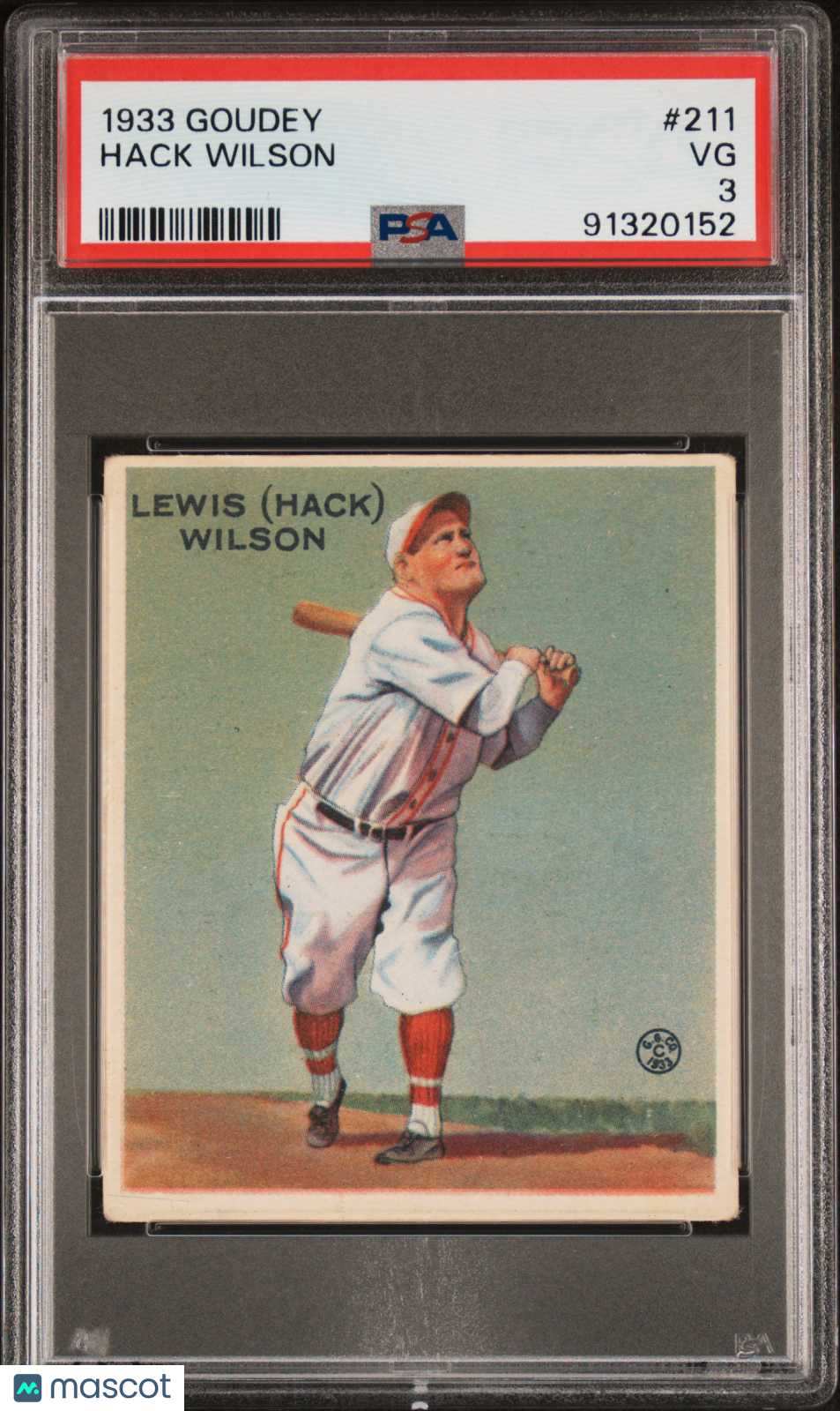 1933 Goudey Hack Wilson #211 PSA 3