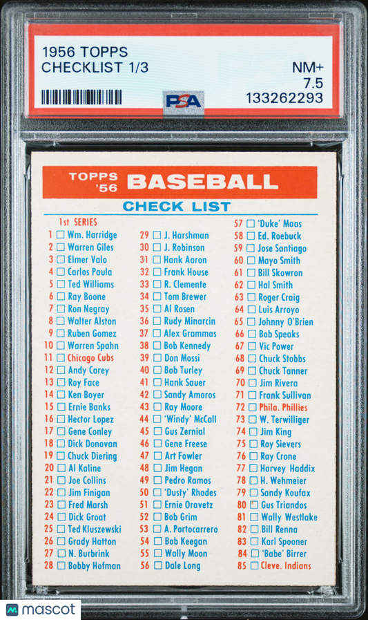 1956 Topps 3 Checklist 1 PSA 7.5