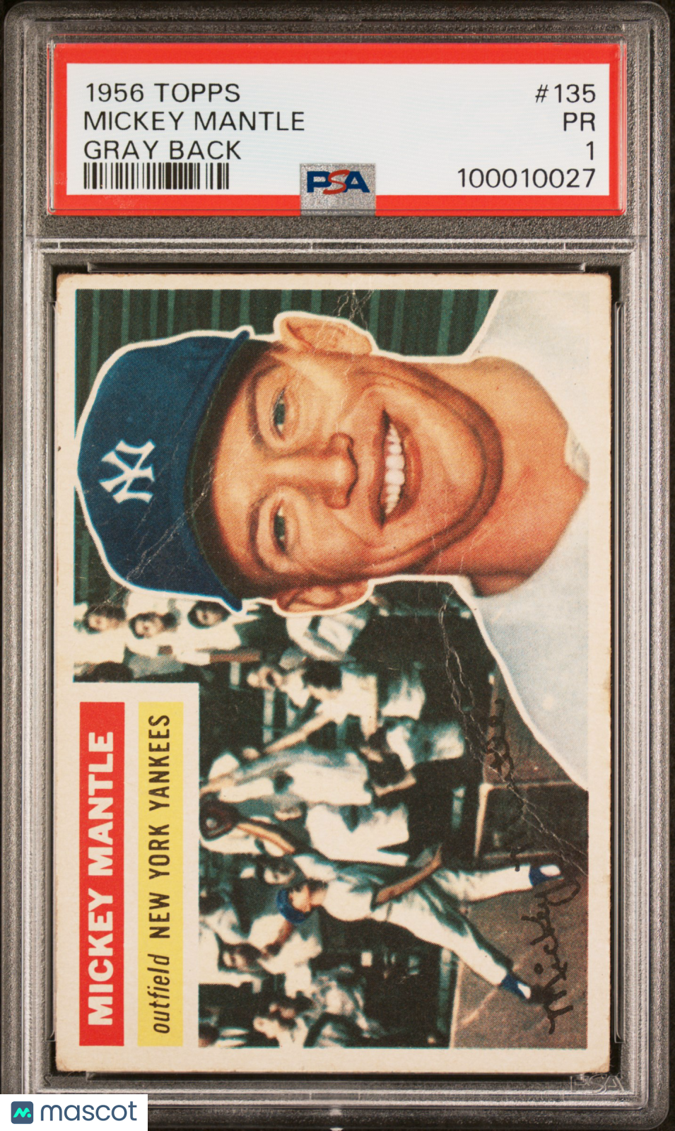 1956 Topps Mickey Mantle #135 Gray Back PSA 1