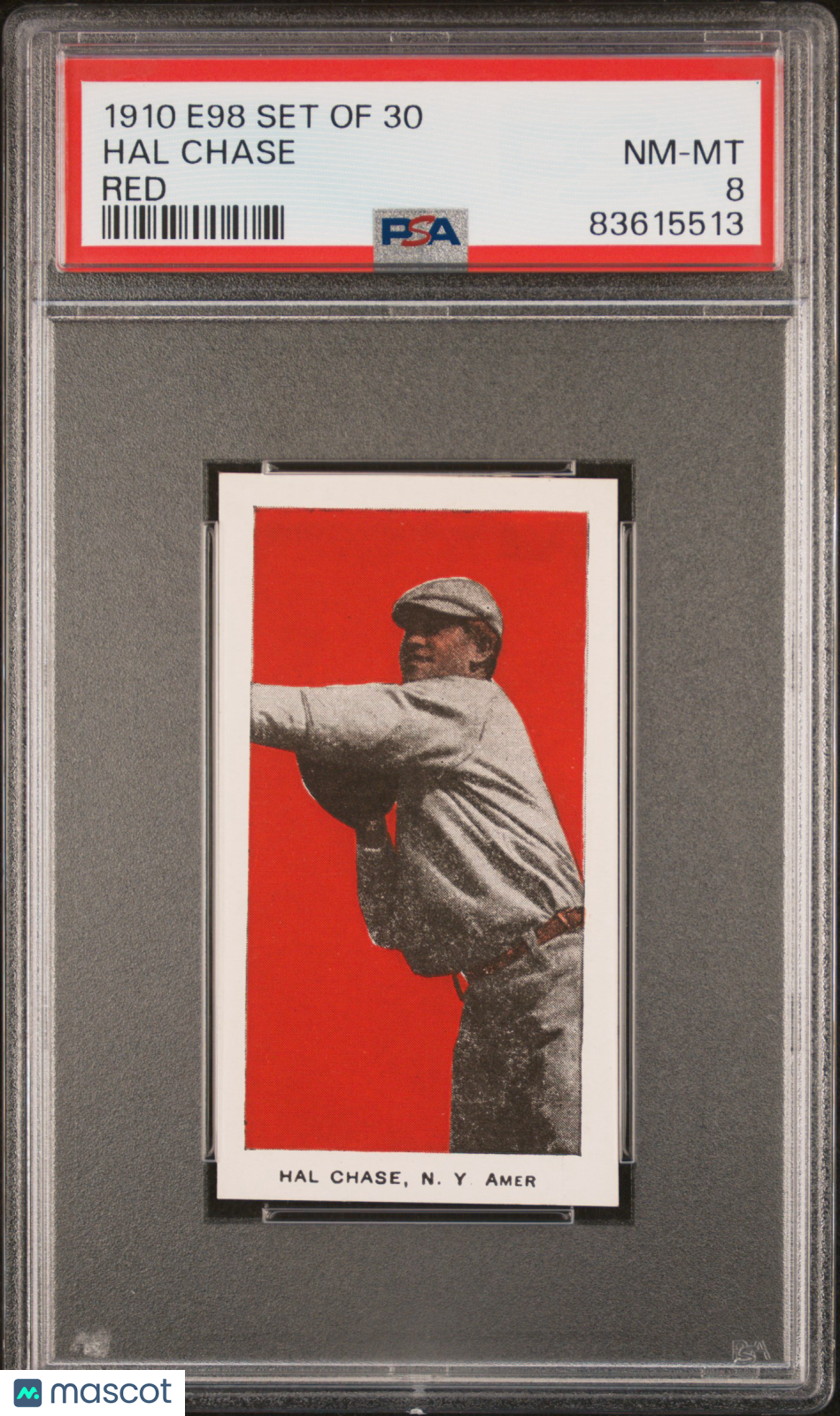 1910 E98 Set Of 30 Hal Chase Red PSA 8