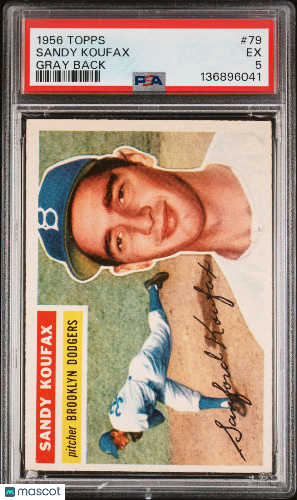 1956 Topps Sandy Koufax #79 Gray Back PSA 5