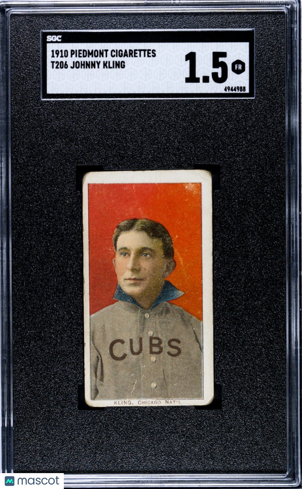 1910 Piedmont Cigarettes (T206) Johnny Kling SGC 1.5