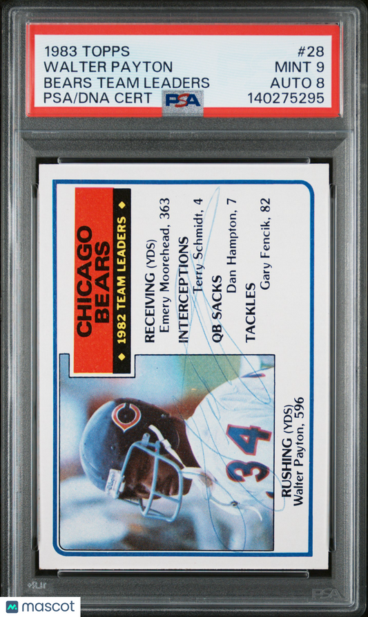 1983 Topps Bears Team Leaders #28 Bears Team Leaders PSA 9 Auto 8