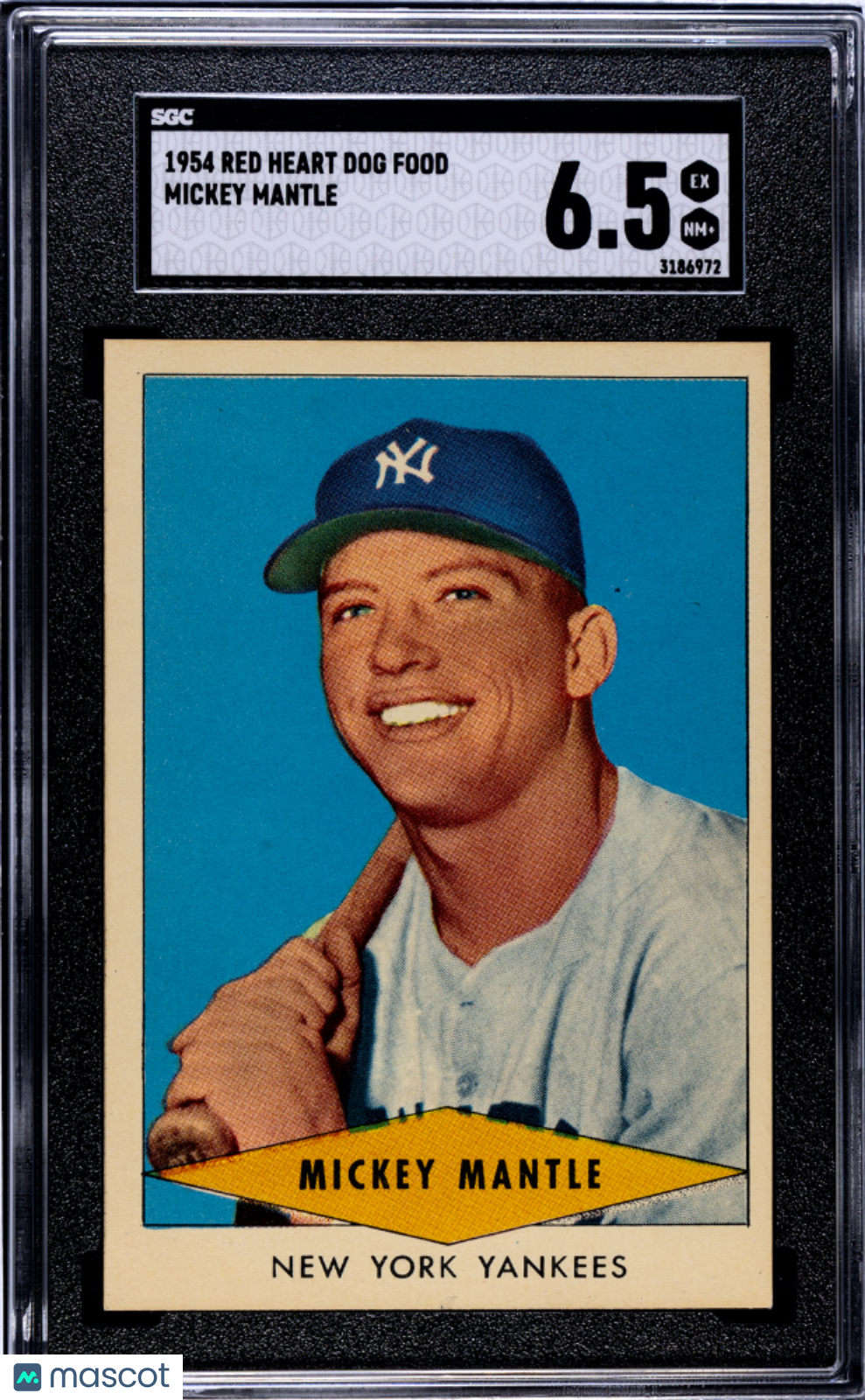 1954 Red Heart Dog Food Mickey Mantle SGC 6.5