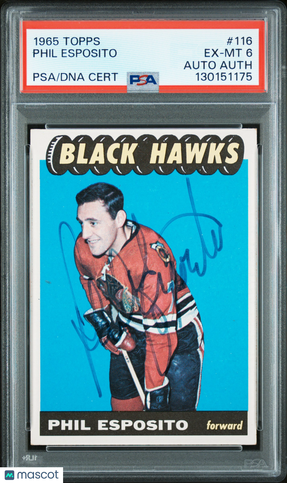 1965 Topps Phil Esposito #116 PSA 6 Auto A