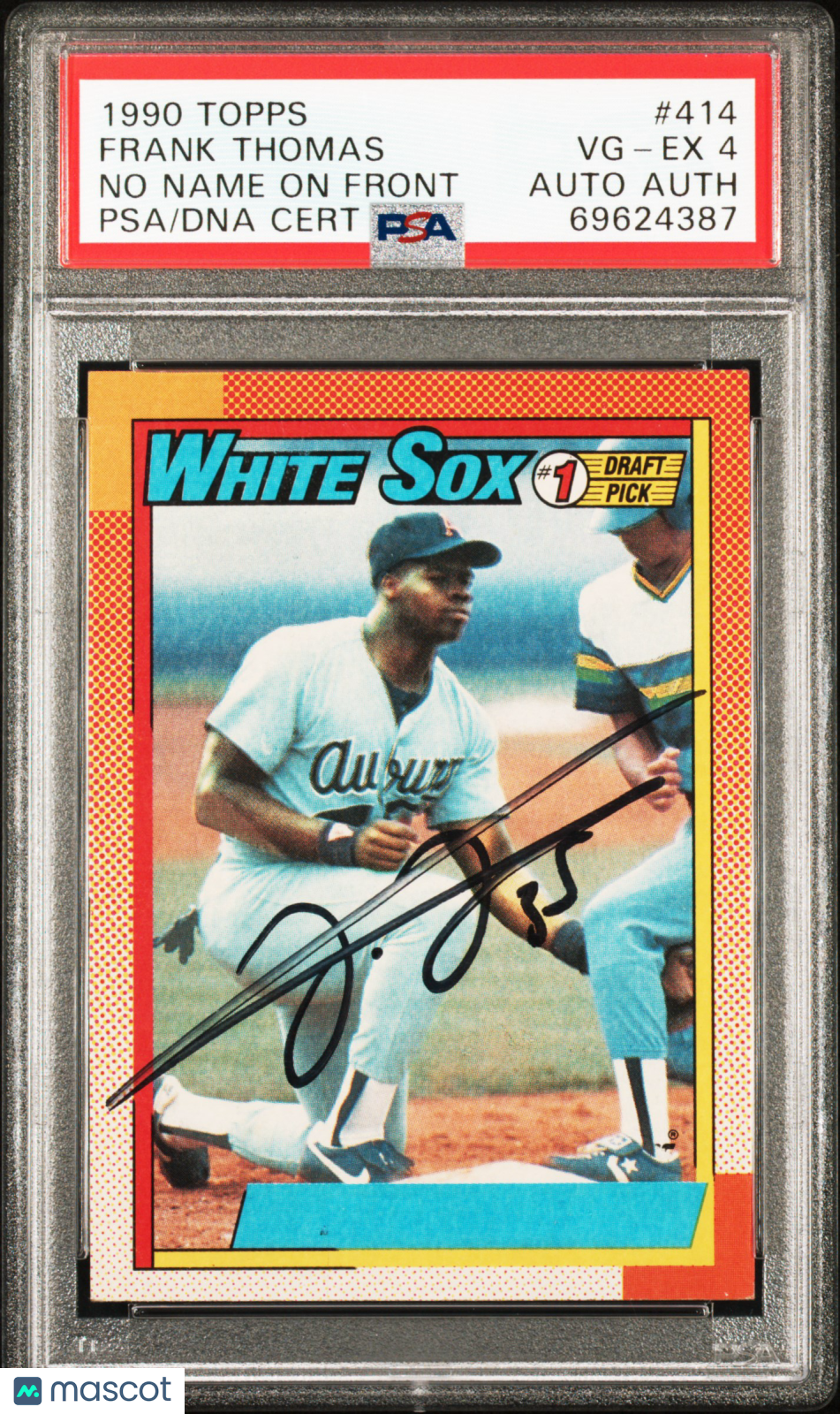 1990 Topps Frank Thomas #414 No Name On Front PSA 4 Auto A