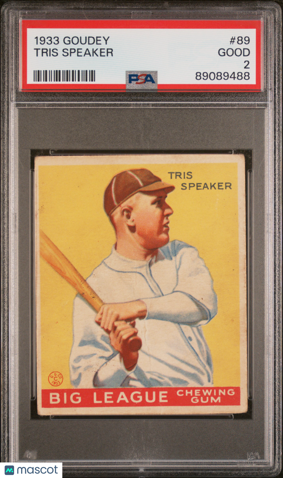 1933 Goudey Tris Speaker #89 PSA 2