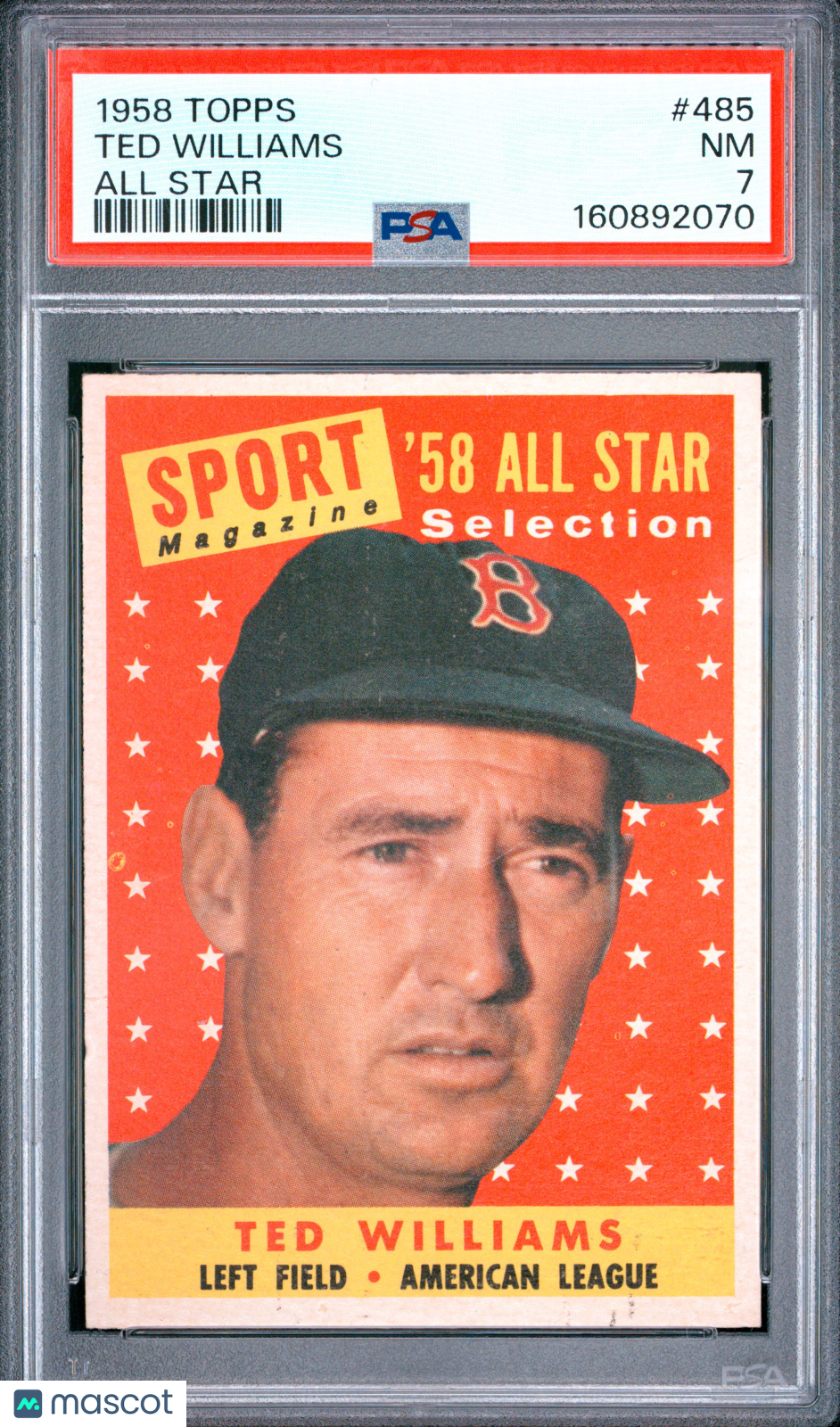 1958 Topps Ted Williams #485 All Star PSA 7