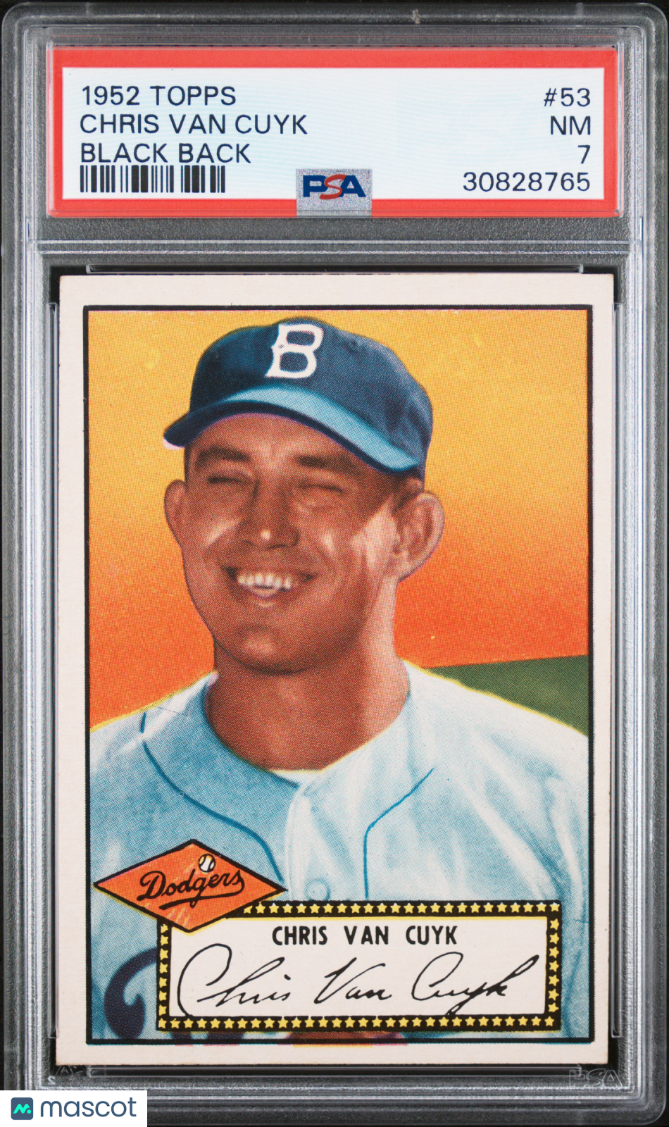 1952 Topps Chris Van Cuyk #53 Black Back PSA 7