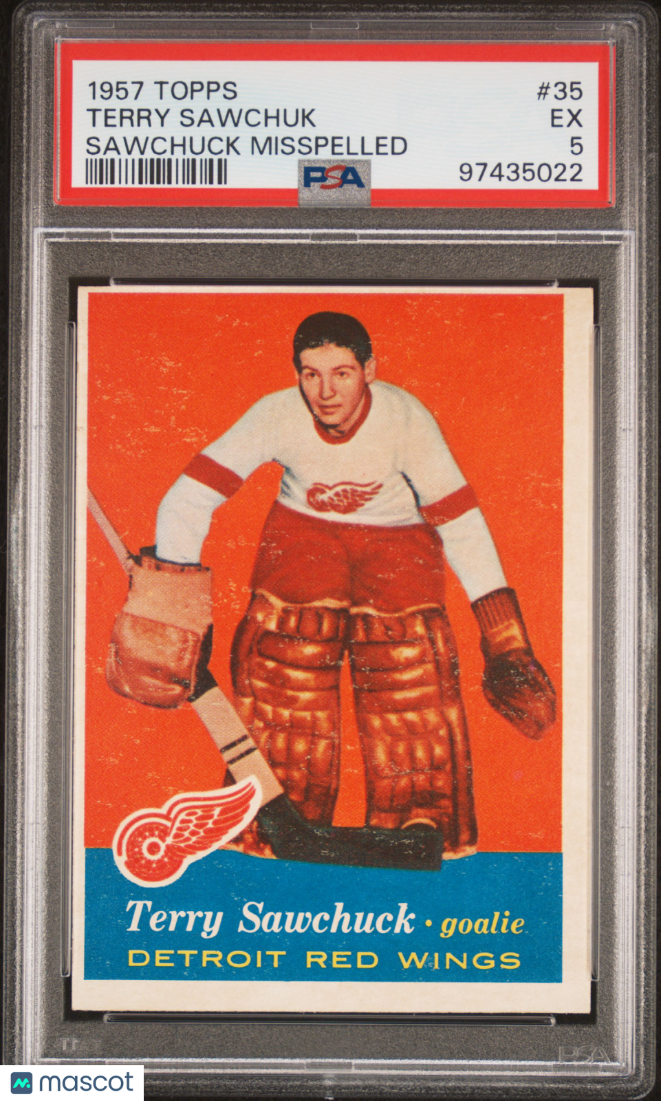 1957 Topps Terry Sawchuk #35 Sawchuck Misspelled PSA 5