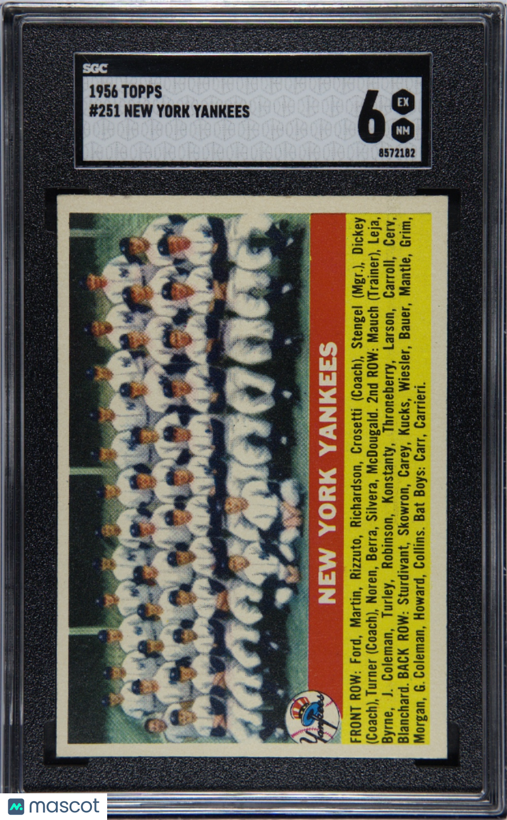1956 Topps New York Yankees #251 SGC 6