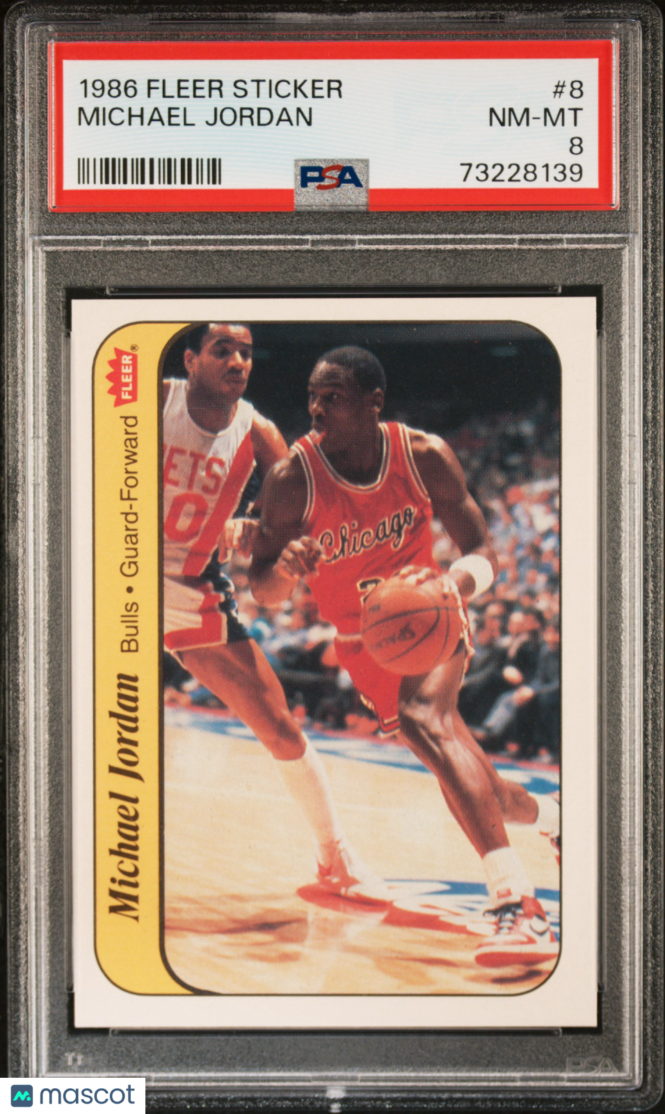 1986 Fleer Sticker Michael Jordan #8 PSA 8