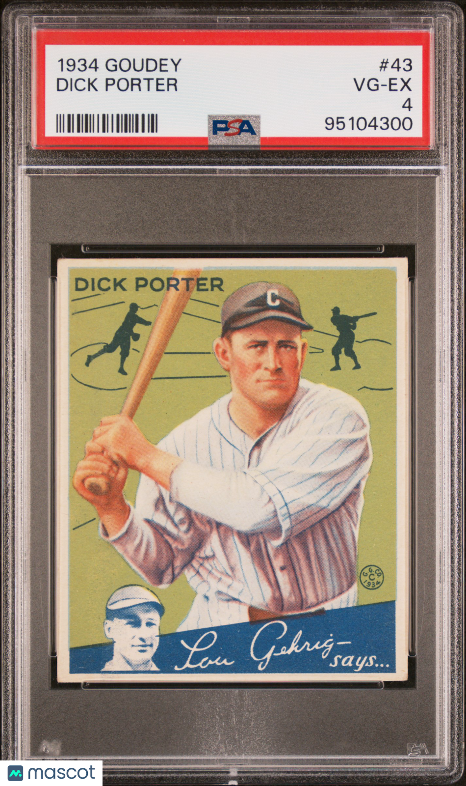 1934 Goudey Dick Porter #43 PSA 4