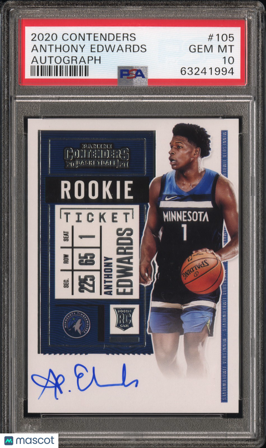 2020 Panini Contenders Anthony Edwards #105 Autograph PSA 10