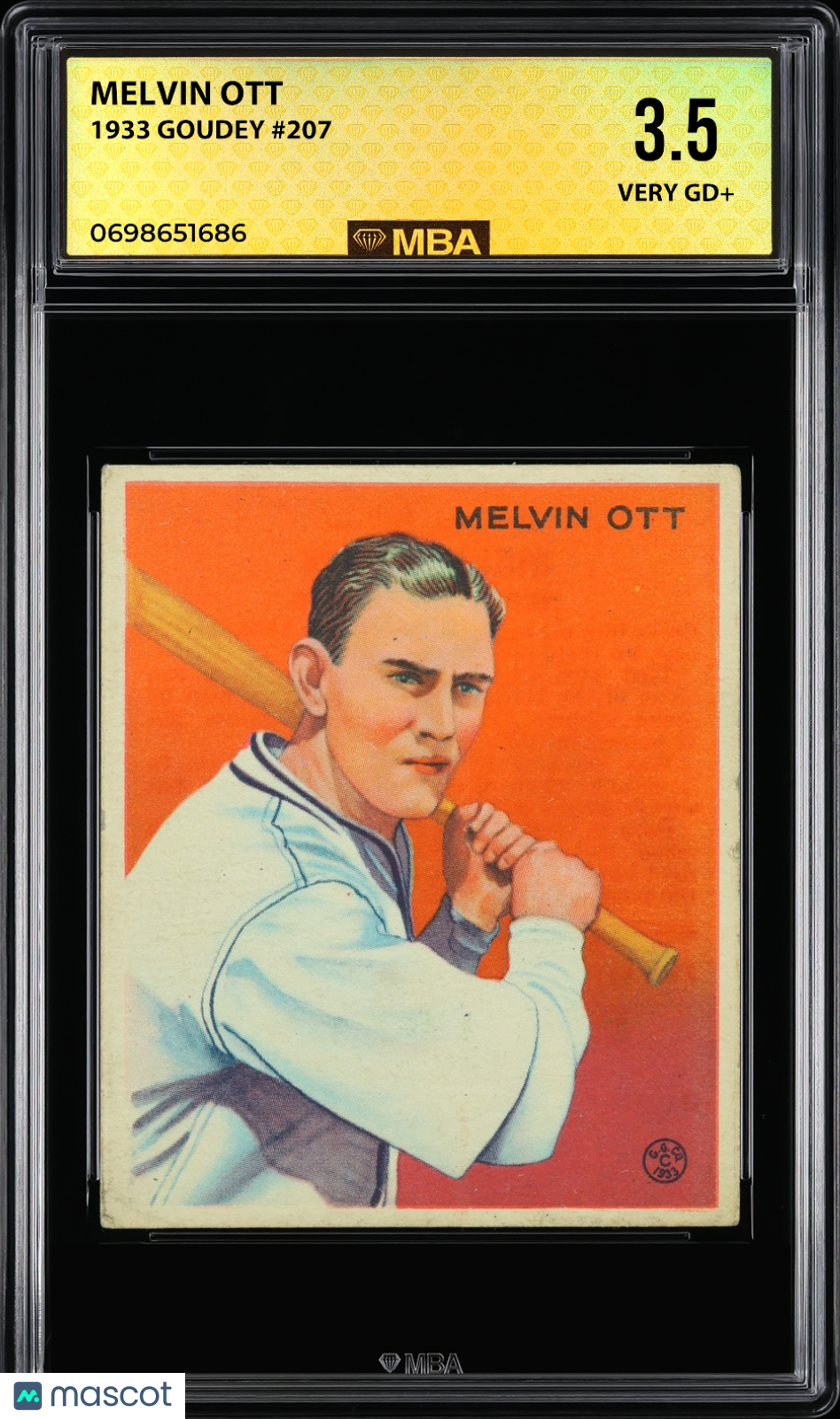 1933 Goudey Mel Ott #207 MBA 3.5