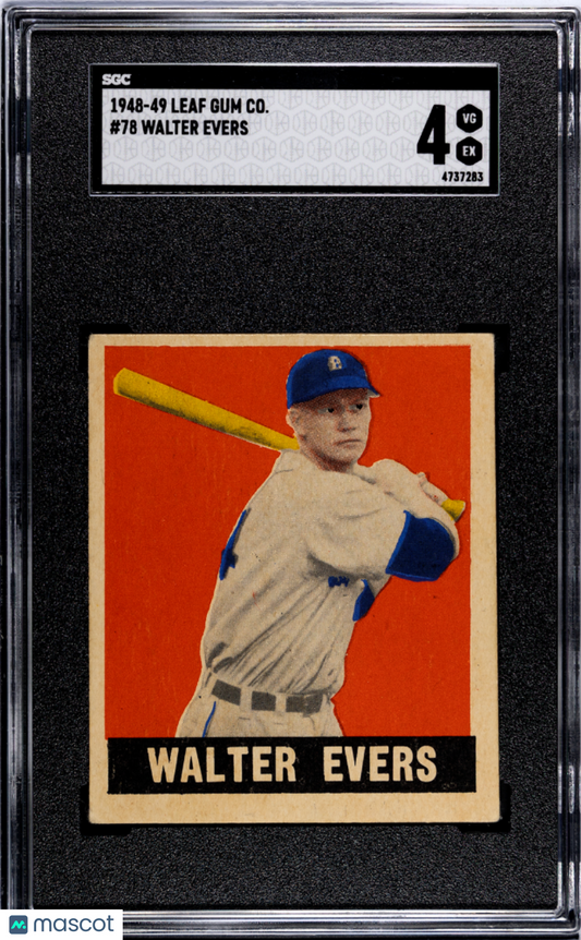 1948 Leaf Gum Co. Walter Evers #78 SGC 4