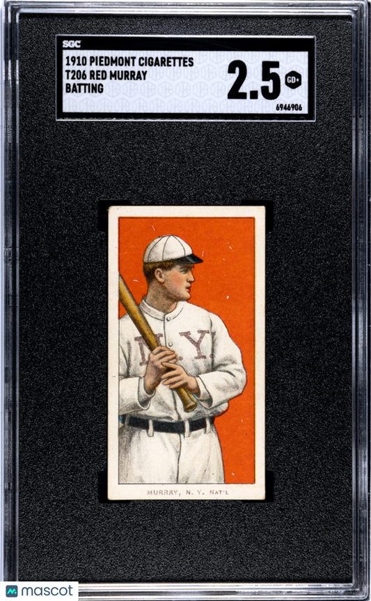 1910 Piedmont Cigarettes (T206) Red Murray Batting SGC 2.5