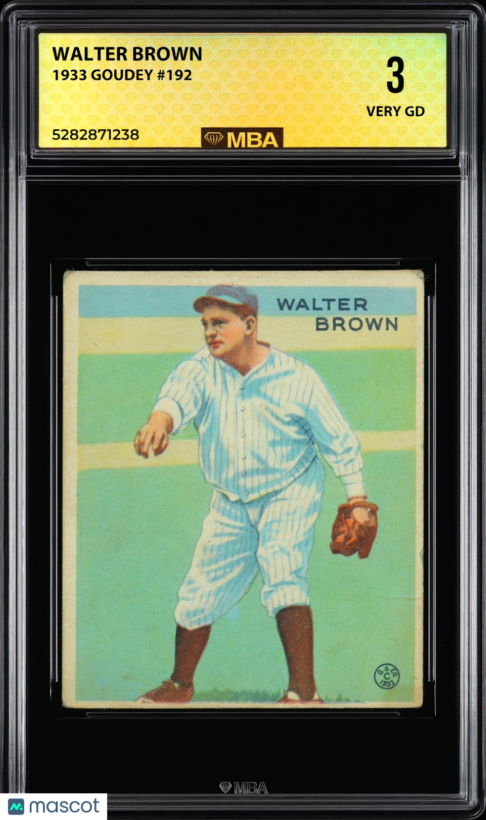 1933 Goudey Walter Brown #192 MBA 3