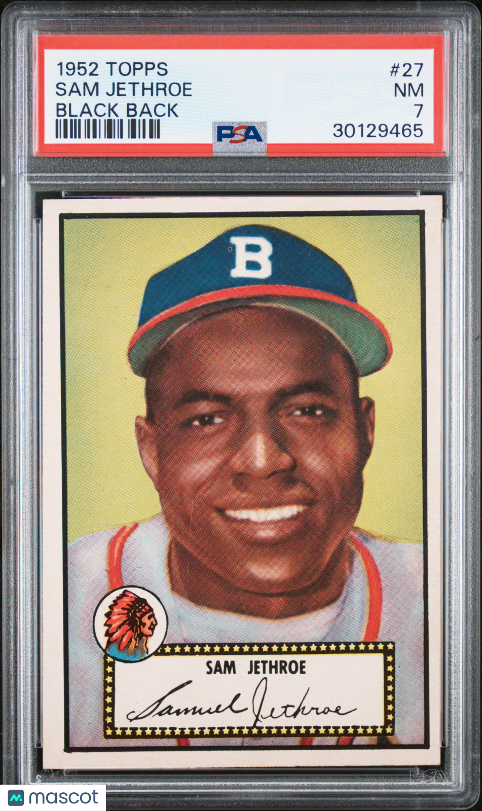 1952 Topps Sam Jethroe #27 Black Back PSA 7