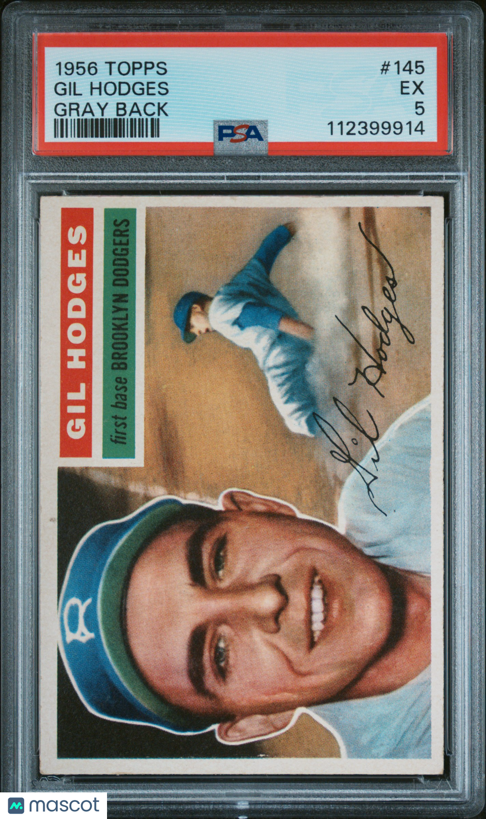 1956 Topps Gil Hodges #145 Gray Back PSA 5
