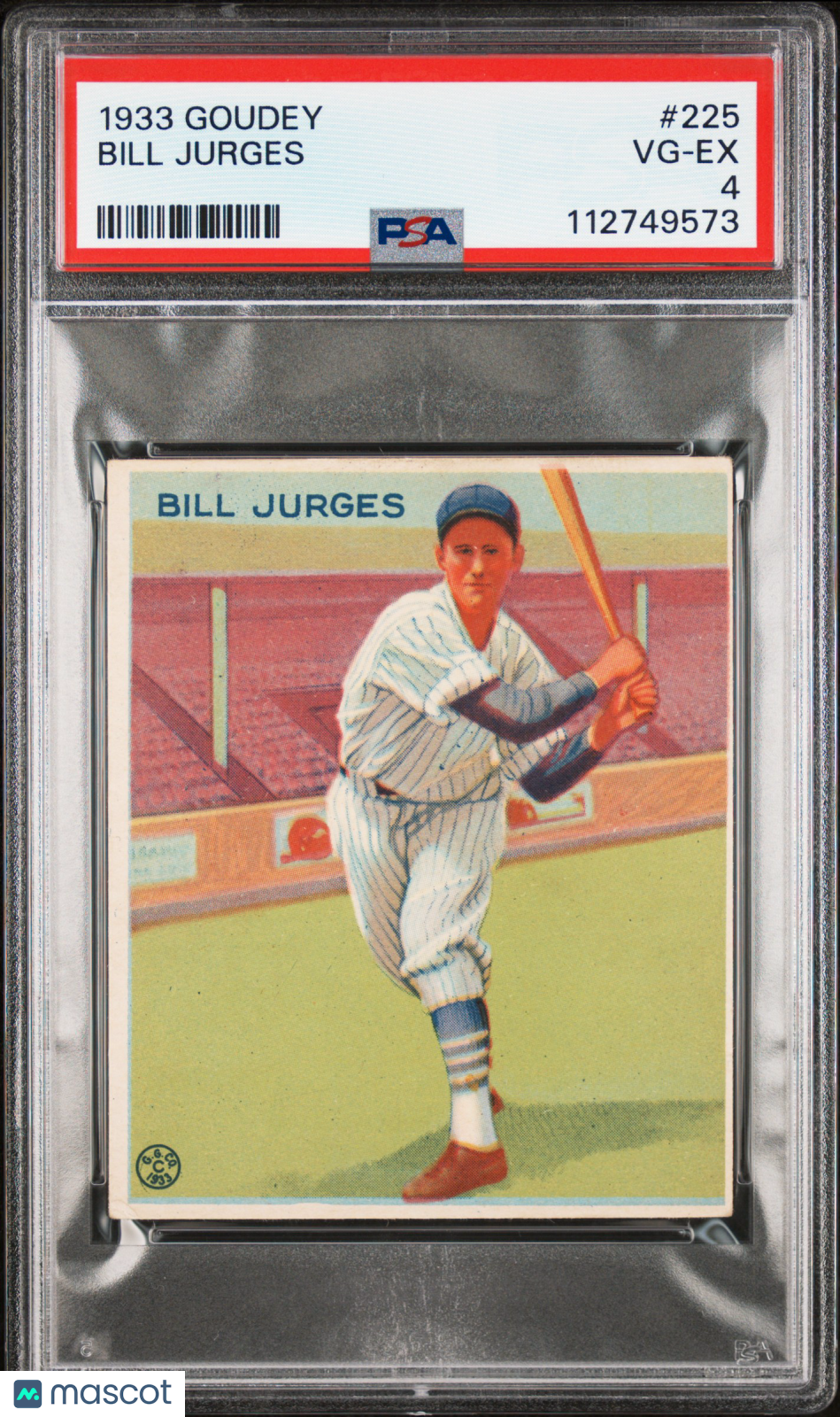 1933 Goudey Bill Jurges #225 PSA 4