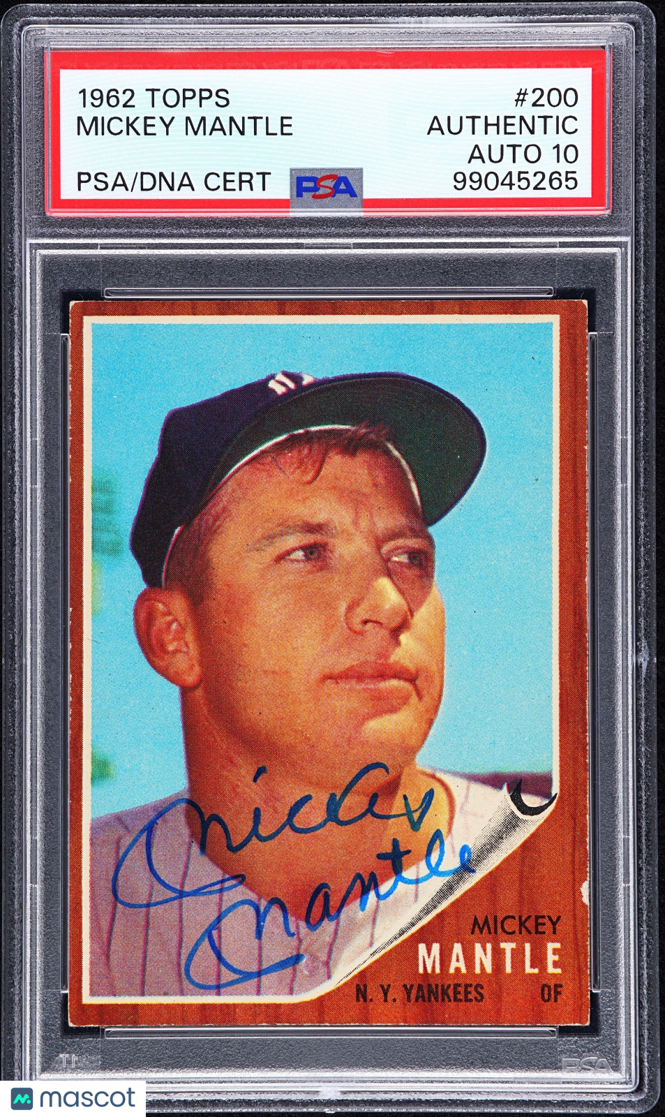 1962 Topps Mickey Mantle #200 PSA A Auto 10
