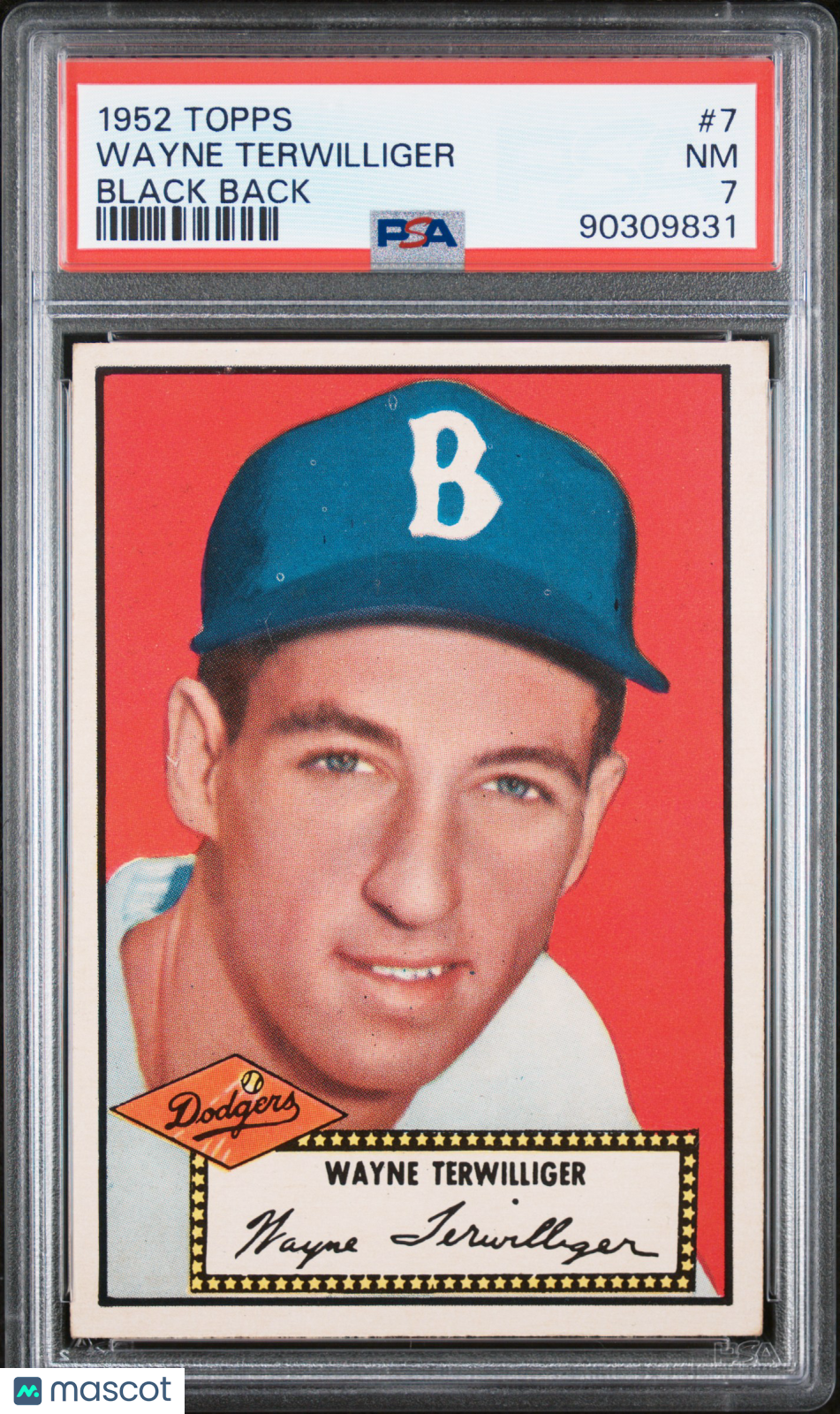1952 Topps Wayne Terwilliger #7 Black Back PSA 7
