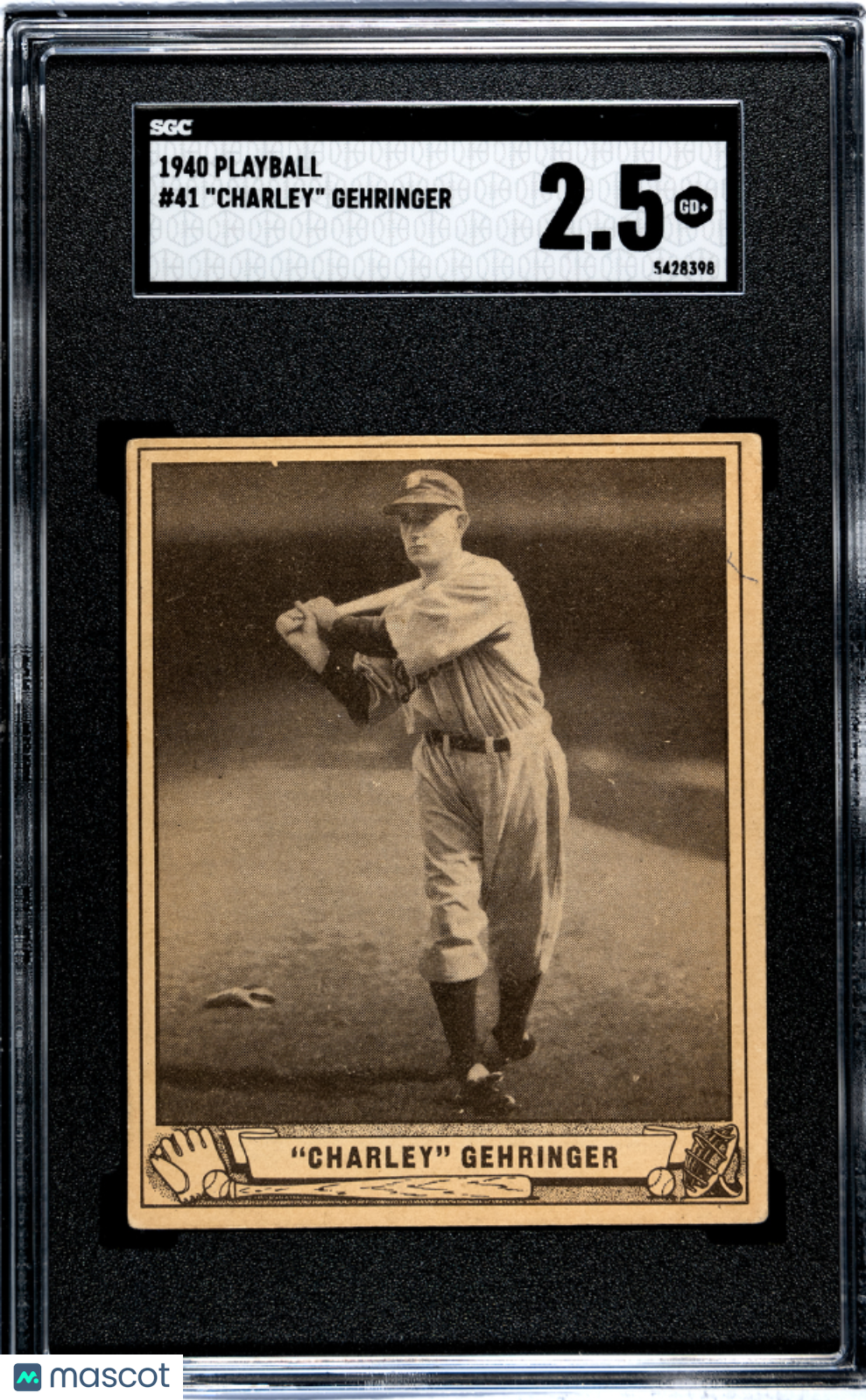 1940 Playball Charley Gehringer #41 SGC 2.5