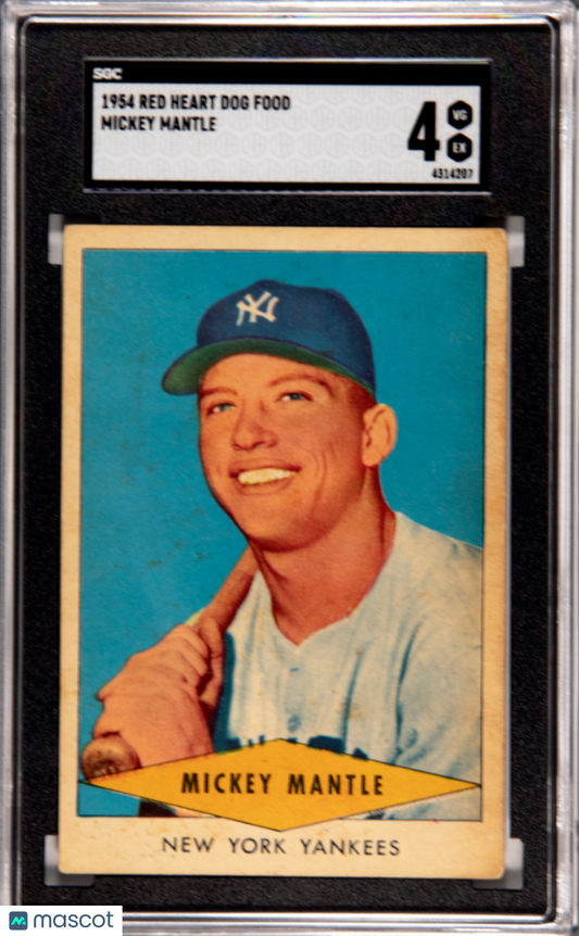 1954 Red Heart Dog Food Mickey Mantle SGC 4