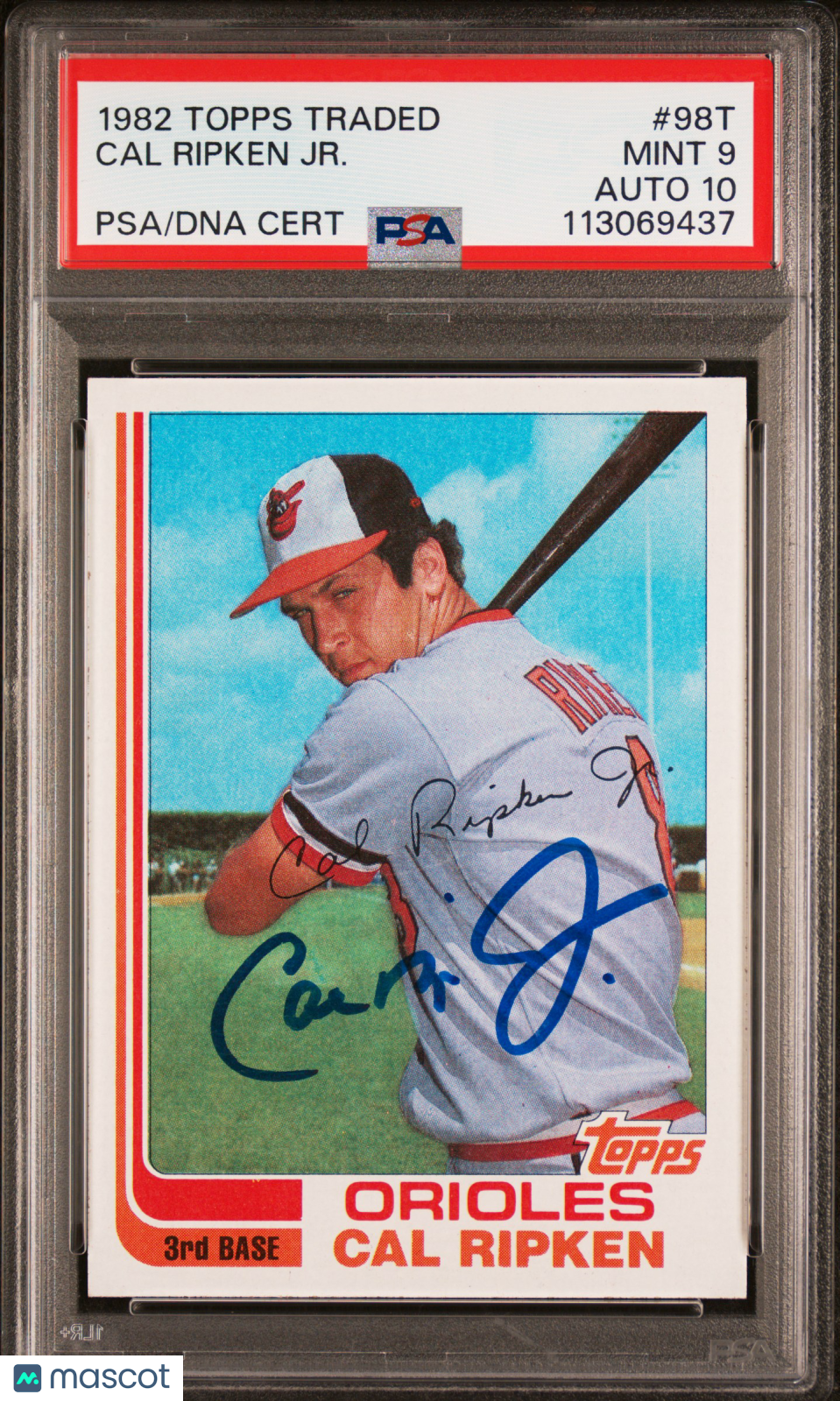 1982 Topps Traded Cal Ripken JR. #98T PSA 9 Auto 10